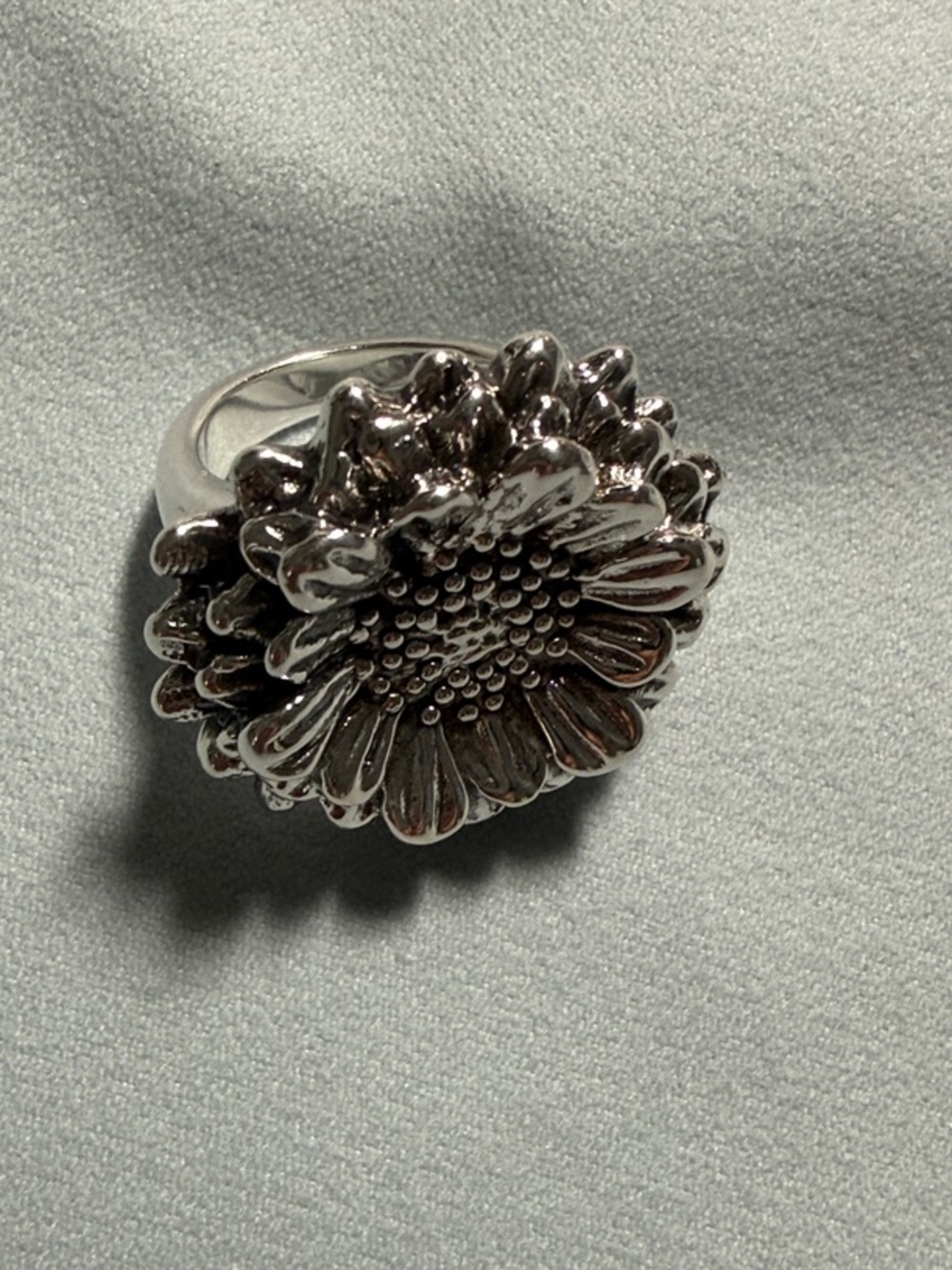 Vintage Sterling Silver Sunflower Hollow Cast Ring -Size 8